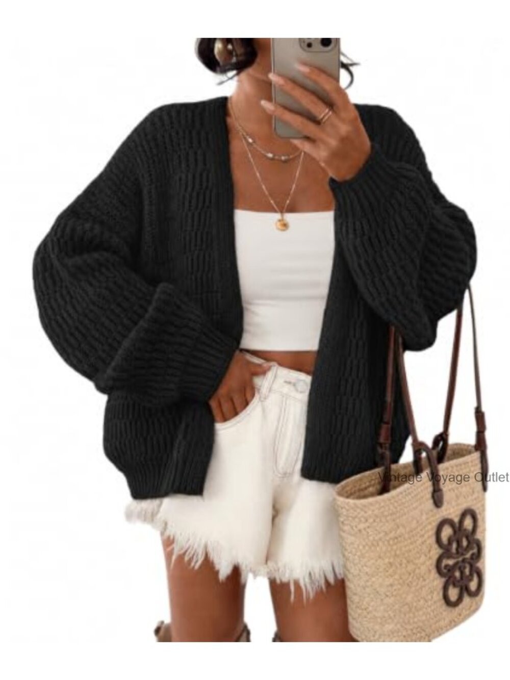 ZESICA Chunky Knit Open Front Cardigan Sweater